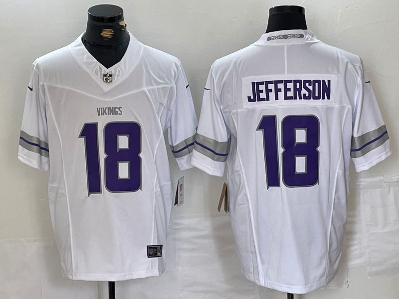 Men Minnesota Vikings #18 Jefferson White Retro three generations 2024 Nike Limited NFL Jersey style 1->youth mlb jersey->Youth Jersey
